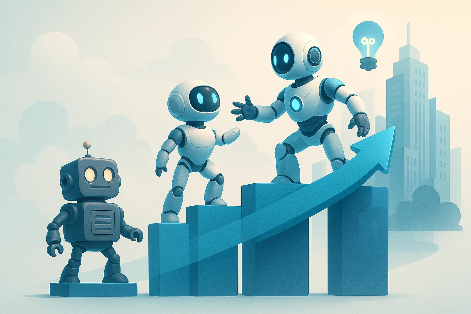 Image depicting evoluion of the enterprise with robot